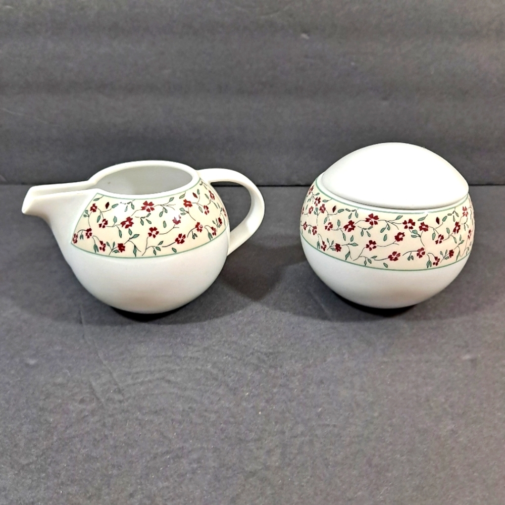 Royal Porcelain Floral  Creamer & lidded Sugar Bowl Set